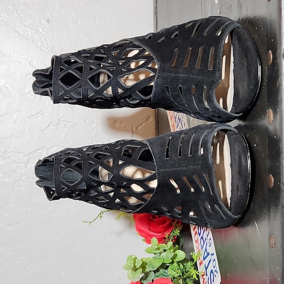 INC Rammee Leather Upper Cut out Open Toe Back Zip Heel 11M - Picture 7 of 13